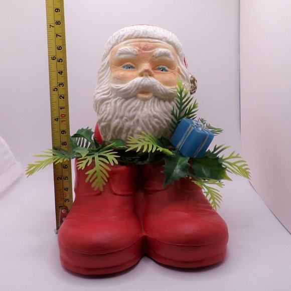 VTG 1960s Christmas Santa Claus in Boots Plastic Greenery Planter Decor FLAWS - Picture 11 of 11
